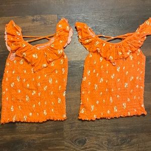 Girls Extraordinary Size Large Orange Summer Blouse Twins Sisters